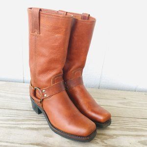 Frye Harness 12R Riding Motorcycle Biker Brown Leather Womens Boots Size 8.5 M